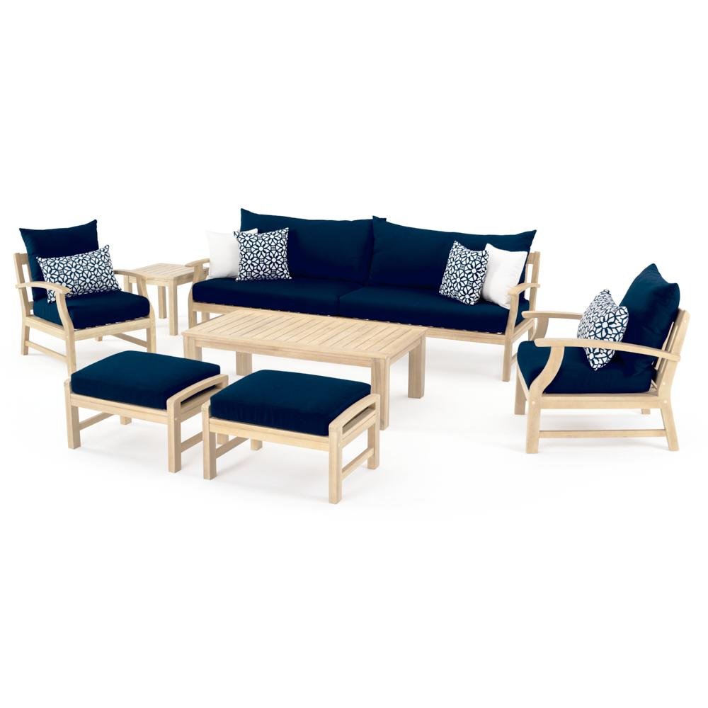 Modern 8 Piece Patio Set with Sofa - Navy Blue-2