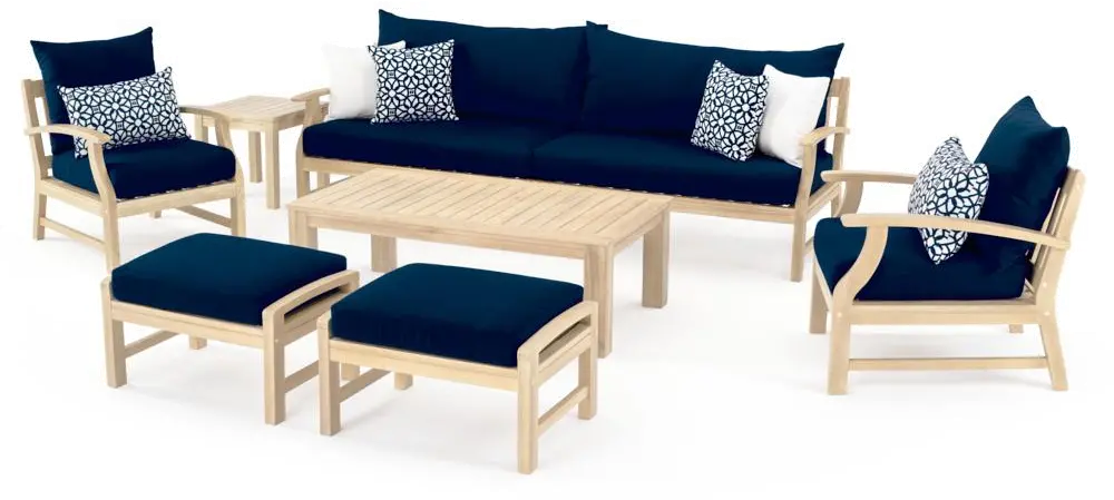 Modern 8 Piece Patio Set with Sofa - Navy Blue-2