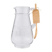 Sweet Life Clear Glass Pitcher and Wooden Spoon (Set of 2)