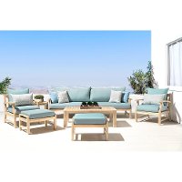 Modern 8 Piece Patio Set with Sofa - Spa Blue