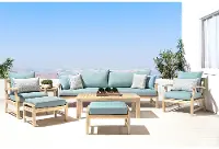 Modern 8 Piece Patio Set with Sofa - Spa Blue