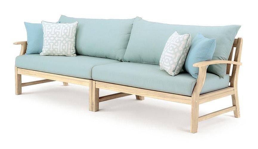 Modern 8 Piece Patio Set with Sofa - Spa Blue-3