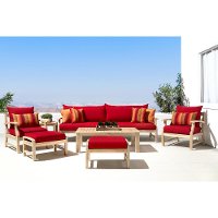 Modern 8 Piece Patio Set with Sofa - Sunset Red