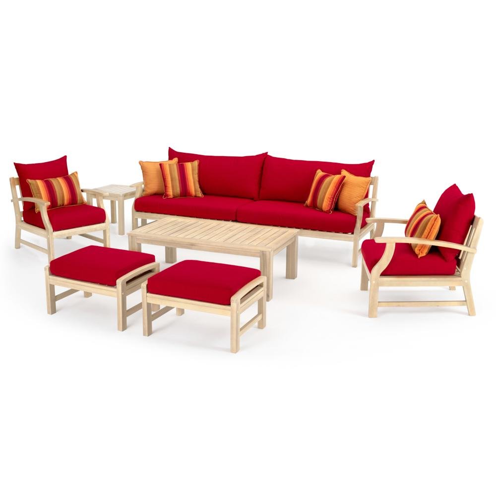 Modern 8 Piece Patio Set with Sofa - Sunset Red-2