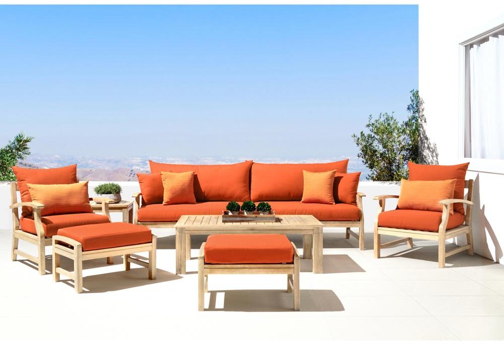 Modern 8 Piece Patio Set with Sofa - Tikka Orange-1
