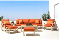 Modern 8 Piece Patio Set with Sofa - Tikka Orange