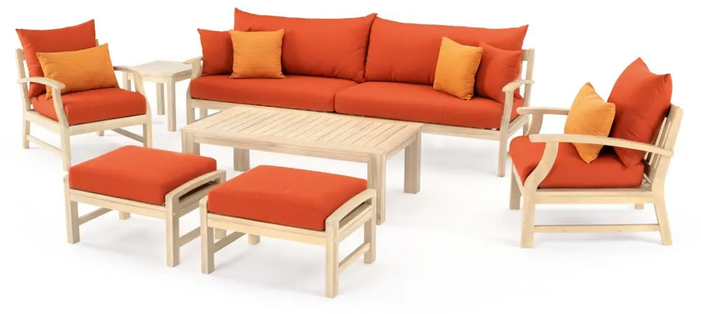 Modern 8 Piece Patio Set with Sofa - Tikka Orange-2