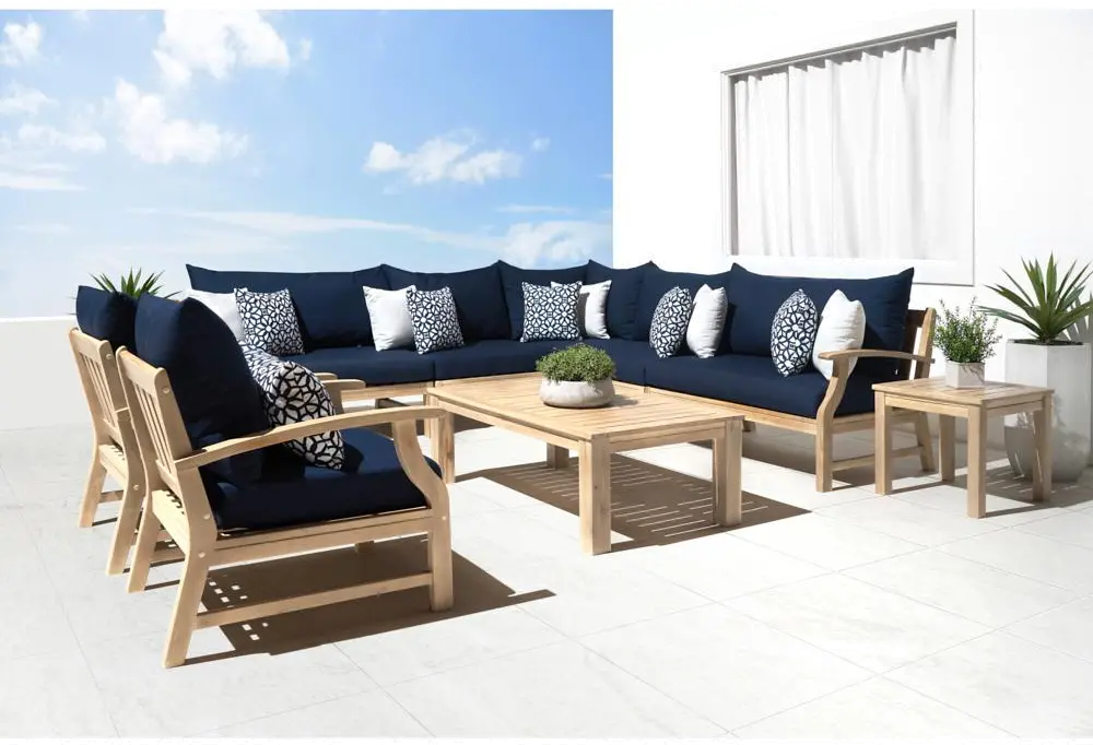 Navy Blue 9 Piece Patio Chat Set - Kooper-1