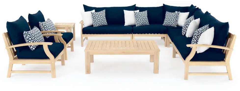 Navy Blue 9 Piece Patio Chat Set - Kooper-2