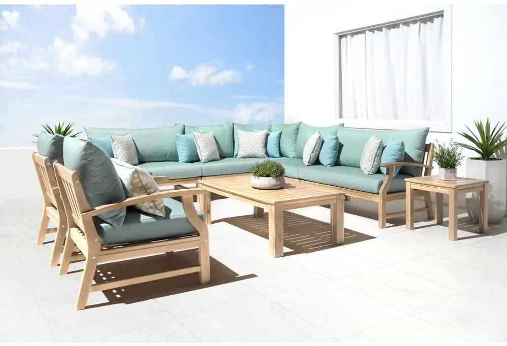 Spa Blue 9 Piece Patio Chat Set - Kooper-1