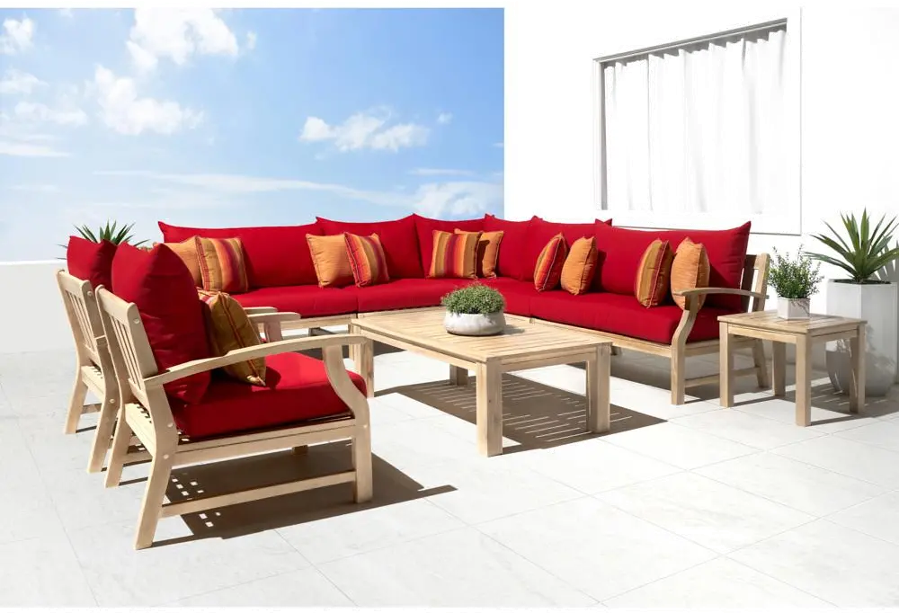 Sunset Red 9 Piece Patio Chat Set - Kooper-1