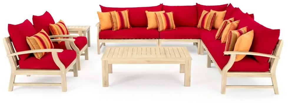 Sunset Red 9 Piece Patio Chat Set - Kooper-2
