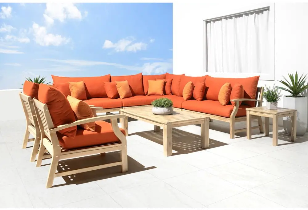 Tikka Orange 9 Piece Patio Chat Set - Kooper-1
