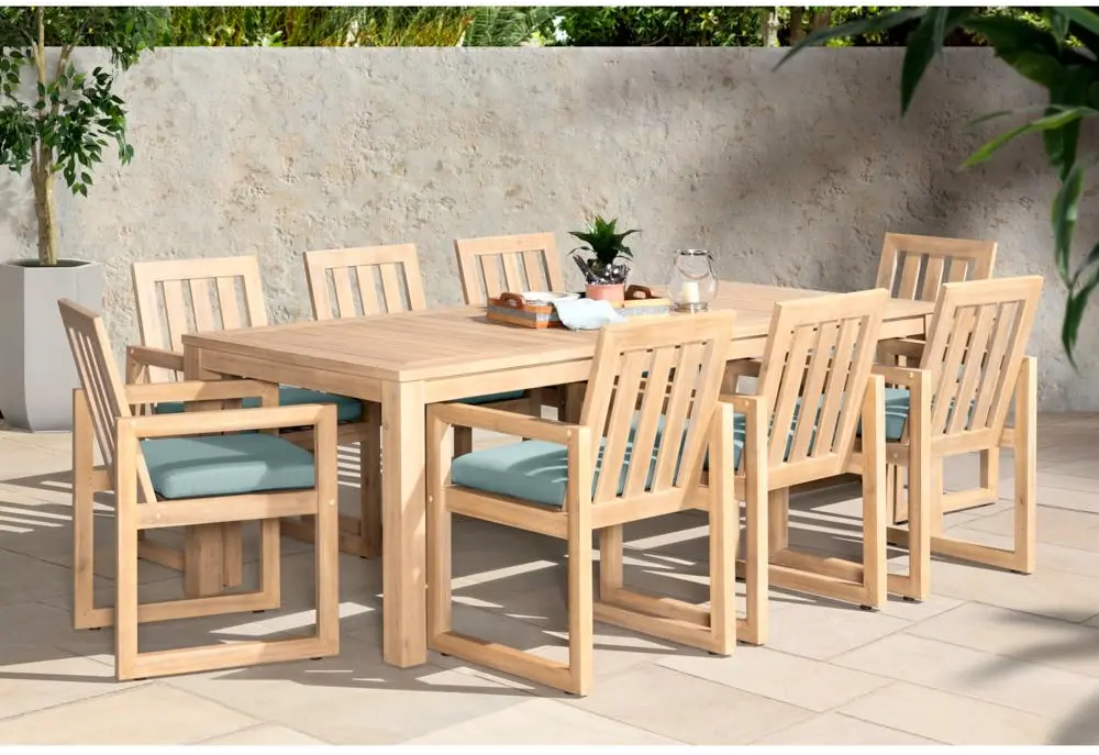 Contemporary 9 Piece Dining Set - Spa Blue-1