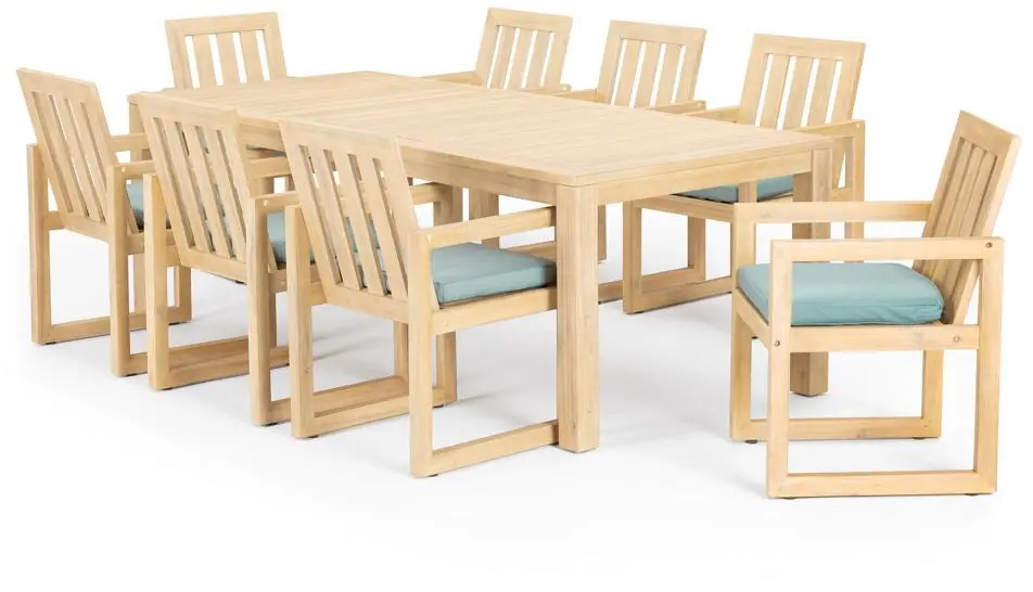 Contemporary 9 Piece Dining Set - Spa Blue-2