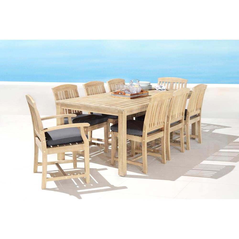 Traditional 9 Piece Patio Dining Set - Charcoal Gray-1