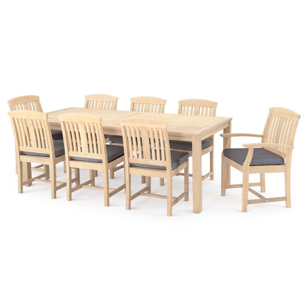 Traditional 9 Piece Patio Dining Set - Charcoal Gray-2