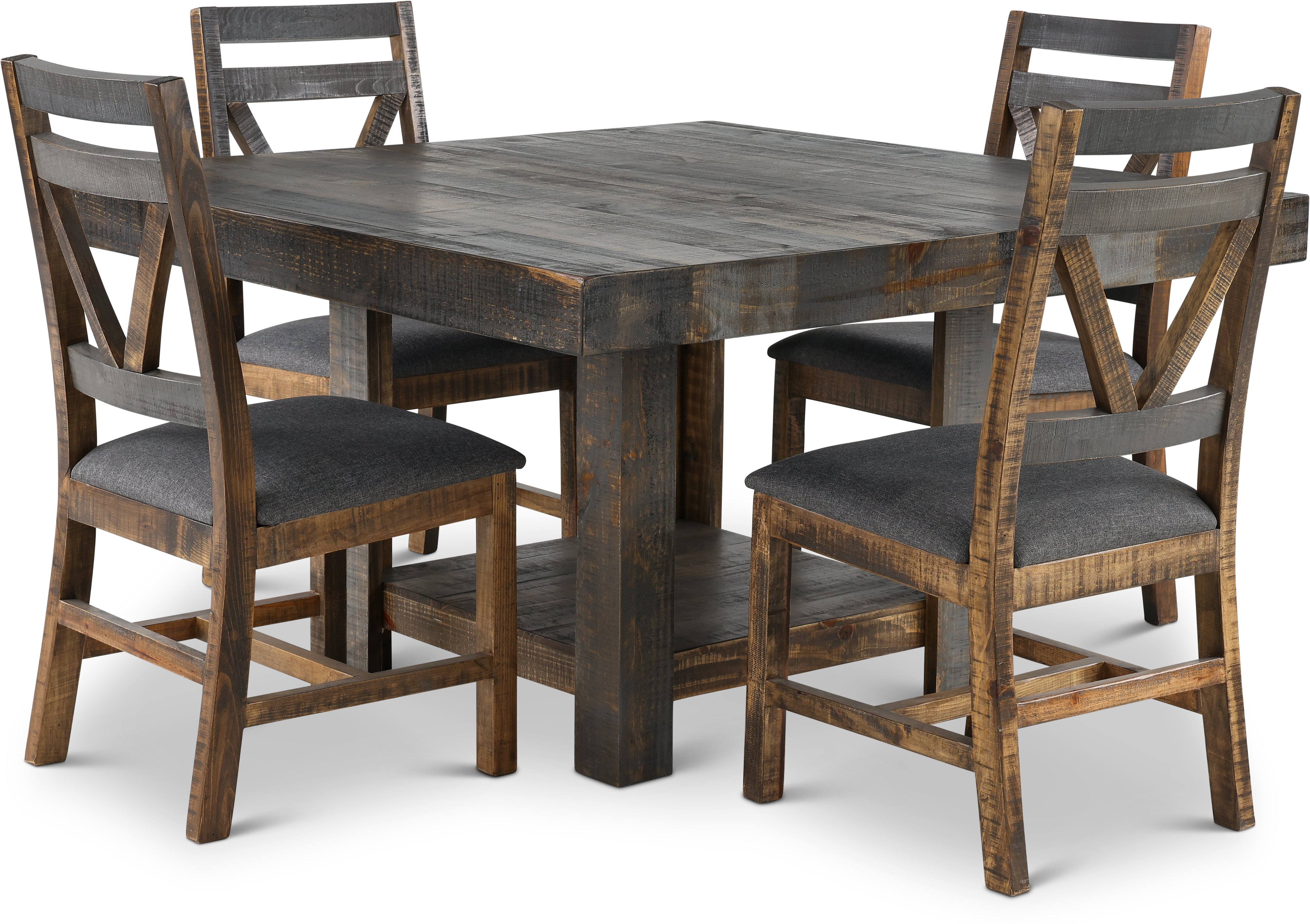 Loft Rustic Pine 5 Piece Dining Room Set-1