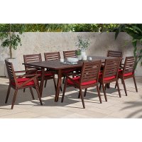 Sunset Red 9 Piece Patio Dining Set - Vaughn