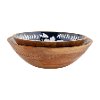 12 Inch Indigo Blue, White and Brown Serving Bowl