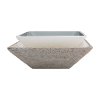10 Inch Cream and Gray Square Enamel and Wood Bowl