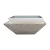 10 Inch Cream and Gray Square Enamel and Wood Bowl