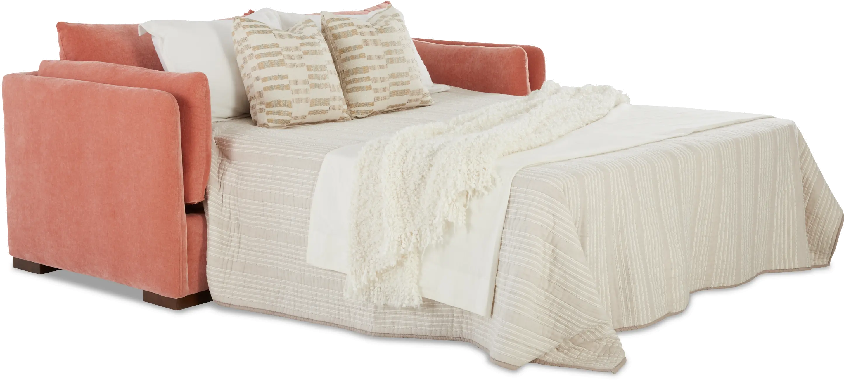 Ellyson Coral Pink Queen Sofa Bed-3