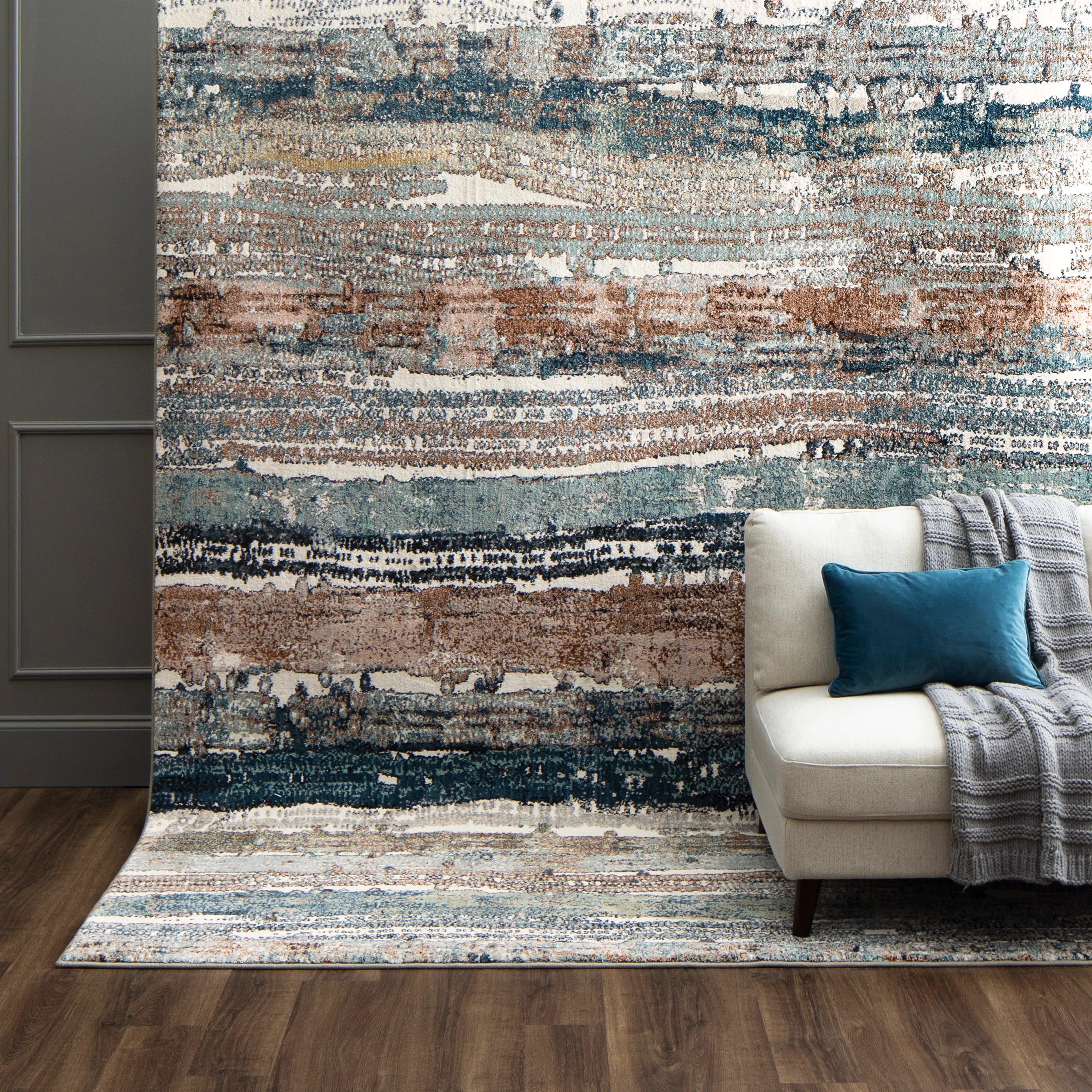92204-60129 Epiphany 5 x 8 Blue Color Waves Area Rug-4