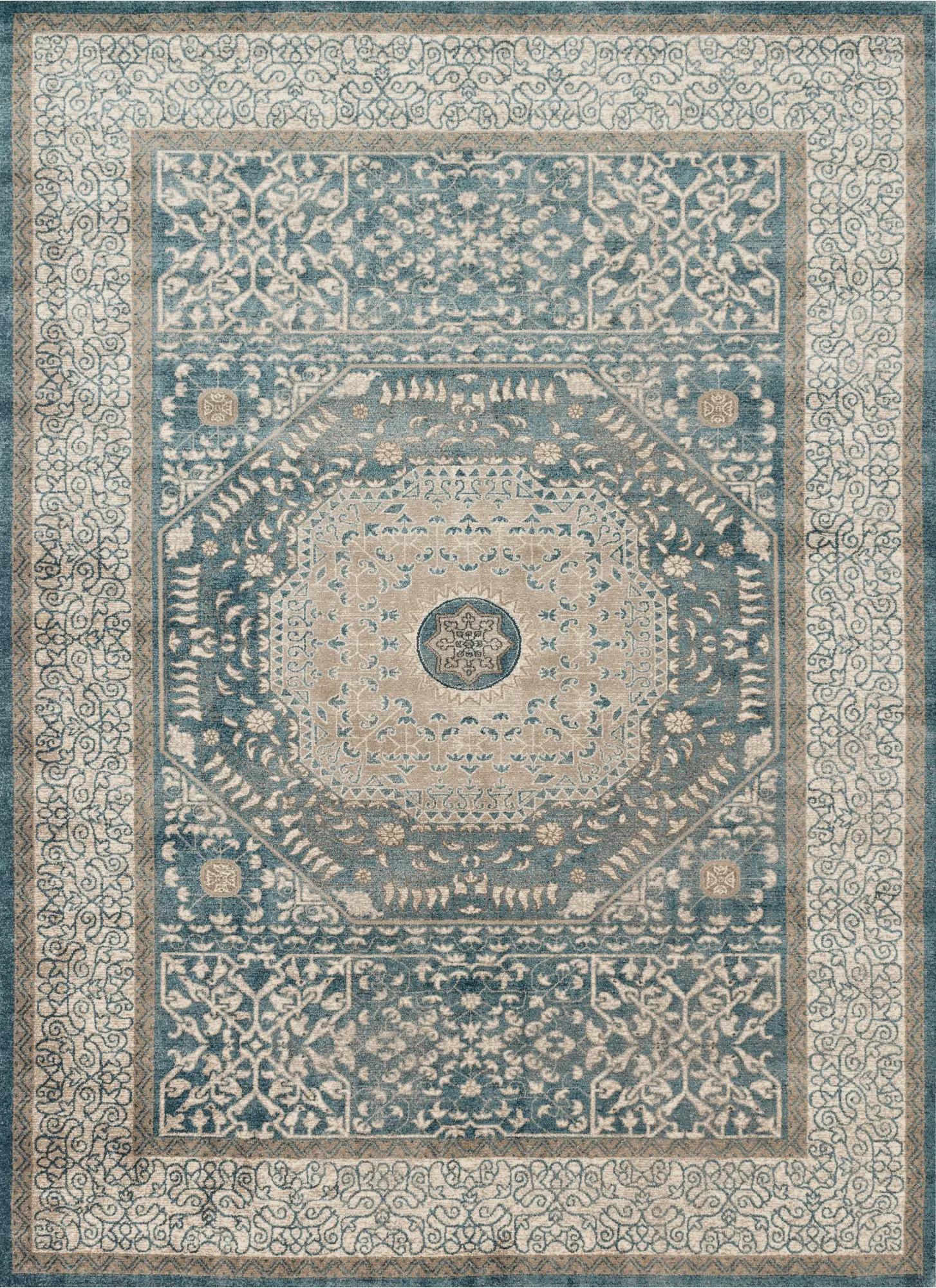 CQ-01/BL/SND Century 5 x 8 Blue Sand Area Rug-1