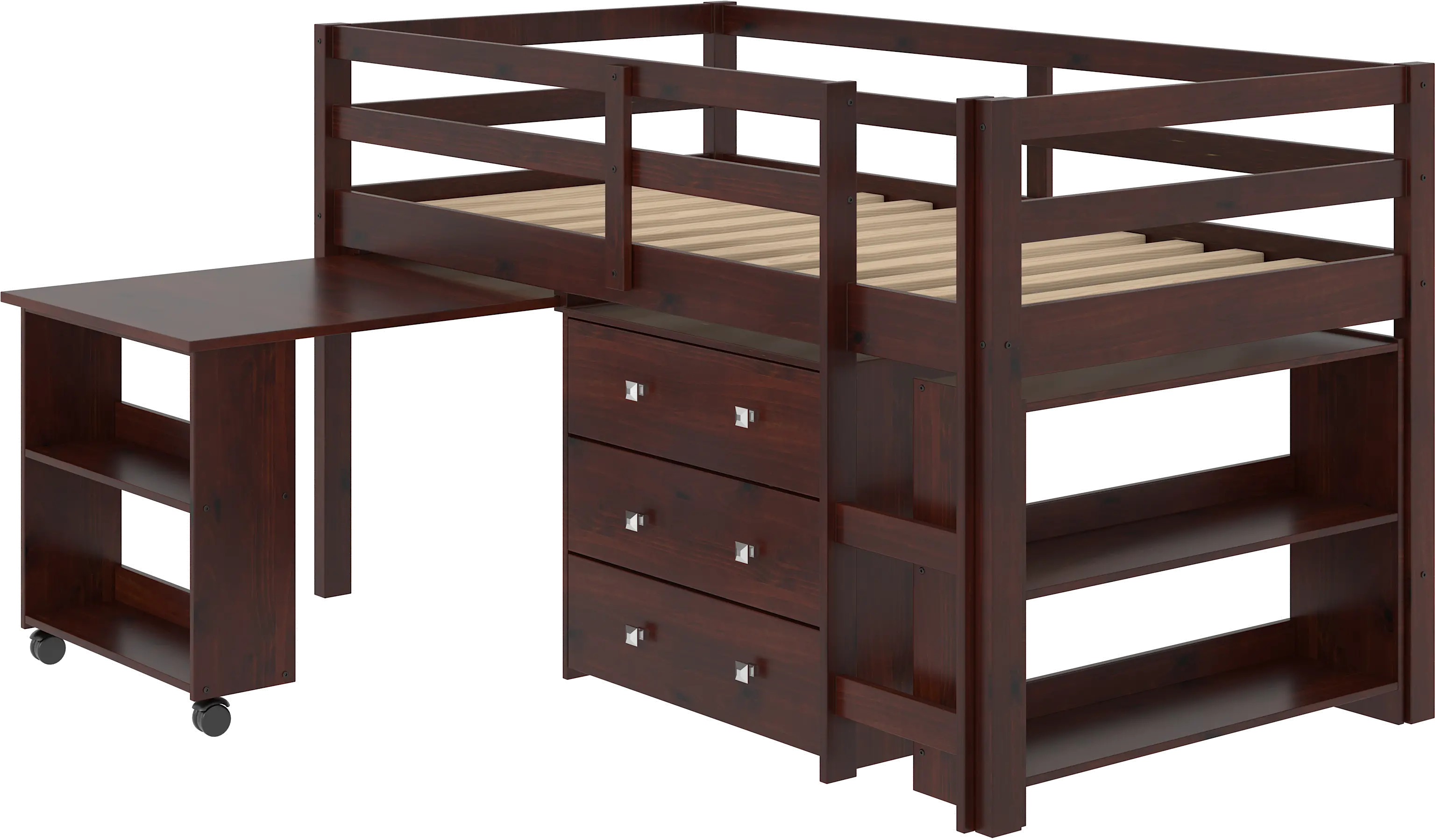 Kaycee Dark Cappuccino Twin Loft Bed with Student Desk-3