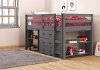 Kaycee Dark Gray Twin Loft Bed with Student Desk