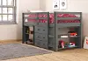 Kaycee Dark Gray Twin Loft Bed with Student Desk