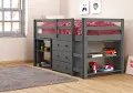 Kaycee Dark Gray Twin Loft Bed with Student Desk