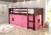 Boston Dark Brown Cappuccino Twin Loft Bed with Pink Tent