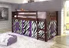 Boston Dark Brown Cappuccino Twin Loft Bed with Zebra Tent