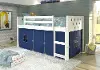 Boston White Twin Loft Bed with Blue Tent