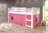 Boston White Twin Loft Bed with Pink Tent
