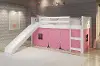 Boston White Twin Loft Bed with Pink Tent and Slide