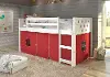 Boston White Twin Loft Bed with Red Tent