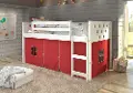 Boston White Twin Loft Bed with Red Tent
