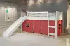 Boston White Twin Loft Bed with Red Tent and Slide
