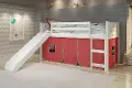 Boston White Twin Loft Bed with Red Tent and Slide