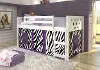 Boston White Twin Loft Bed with Zebra Tent