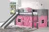 Louver Antique Grey Twin Loft Bed with Pink Tent and Slide
