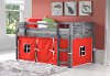 Louver Antique Grey Twin Loft Bed with Red Tent