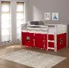 Louver White Twin Loft Bed with Red Tent