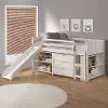 Louver White Low Loft Bed Style D
