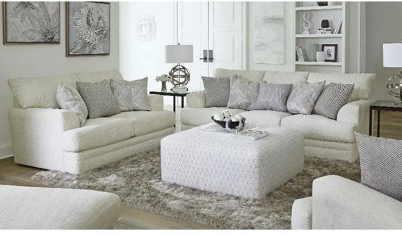 4470-12/2340-25/COCTAIL OTTOMAN/SPA Zeller White and Gray Cocktail Ottoman-2