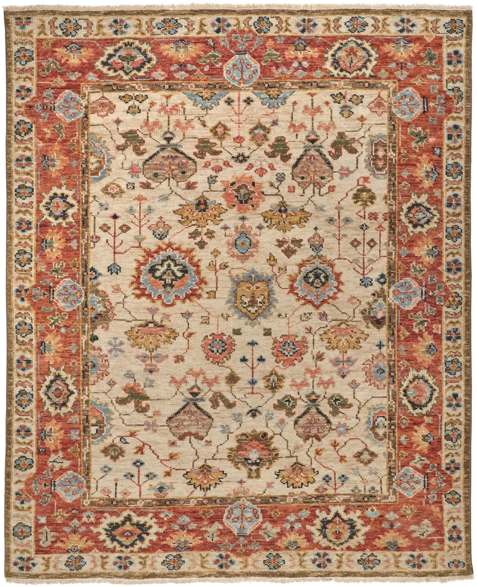 Carrington 6 x 9 Border Beige Rust Area Rug-1
