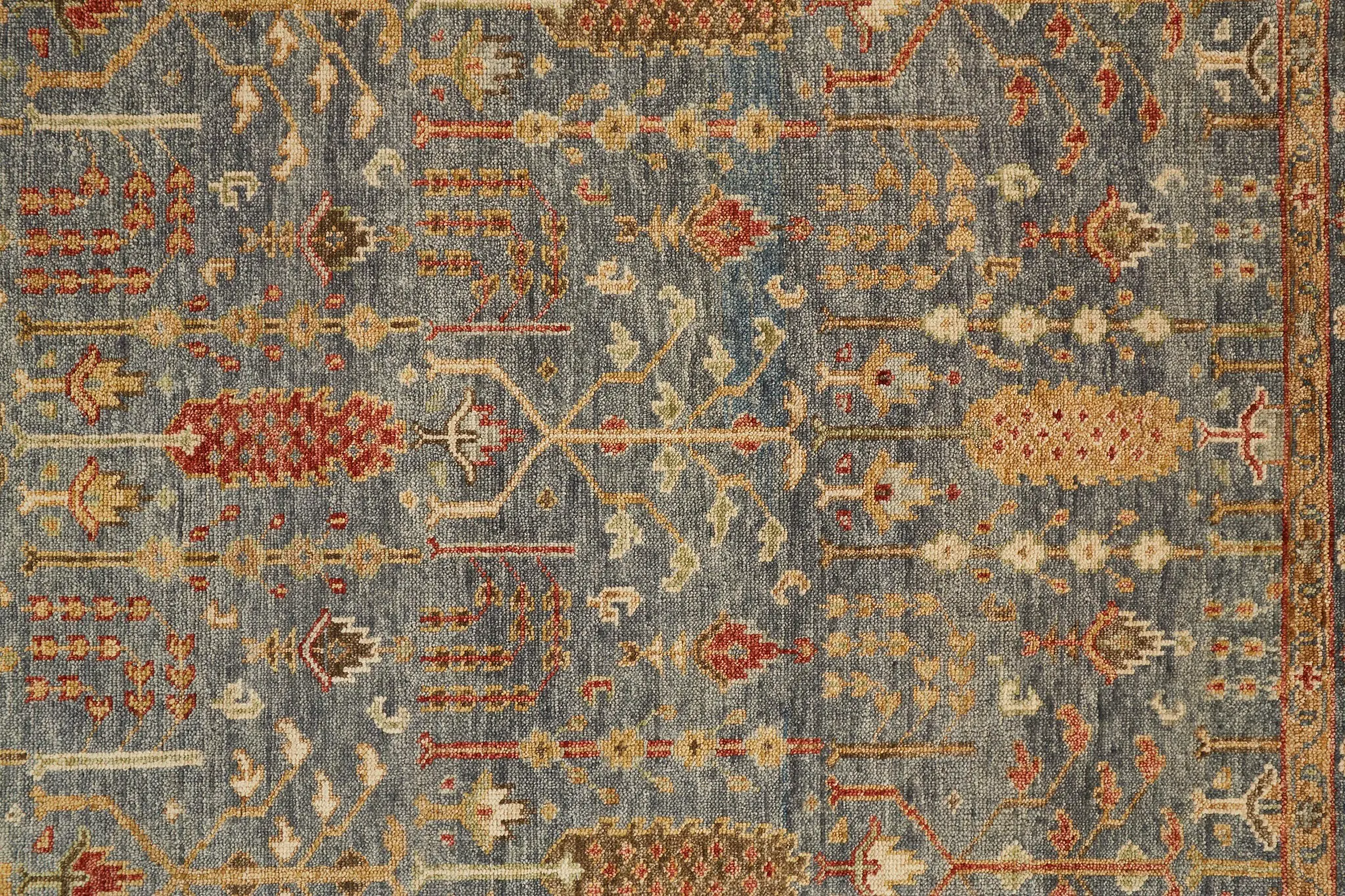 Carrington 6 x 9 Blue and Rust Border Area Rug-2